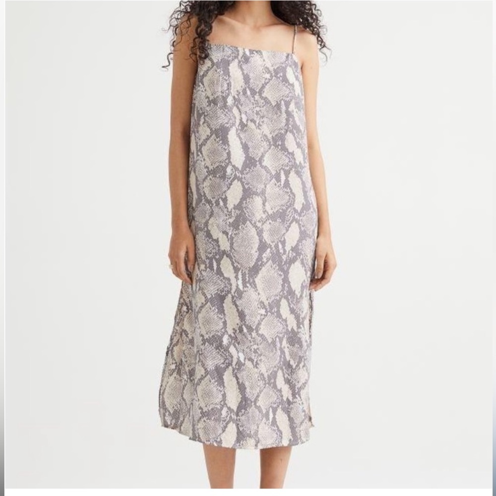 NWT H&M snake skin print midi cowl neck slip dress. Size small.